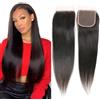 DaiMer Straight Closure Human Hair 4x4 Transparent Lace Closures for Women Straight 100% Remy Human Hair Swiss Lace Closure Virgin Hair 18 Inch Natural Color