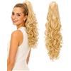 CAISHA by PRETTYSHOP 50cm Posticcio Treccia Portare I Codini Extensions Per I Capelli Voluminoso Ondulato Biondo Platino HT613