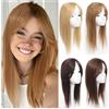 WAOCEO Topper for capelli lisci con frangia for donna Topper for capelli sintetici con 3 clip Topper naturale Posticci con clip for parrucche dritte Topper con frangia (Color : T4/27/30)