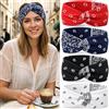 XETHI Set di 4 Fasce per Capelli a Bandana per Donna | Fascia Elastica con Motivo Paisley | Fascia Larga per Viaggi, Spiaggia e Festival (Nero, Bianco, Blu, Rosso)