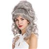 WIG ME UP - GFW2418-51 Parrucca Donna Barocco Retrò Anni 60 Enorme Beehive Acconciatura raccolta Crocchia Riccia Lunga Frangetta Grigio