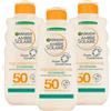 Garnier Ambre Solaire Latte Solare Ocean SPF 50 - Protezione Alta - Resistente all'Acqua - Formula Eco-Designed - 200 ml (3 Unità)