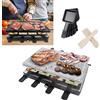 MAYTIIMO Raclette Grill da tavolo per 8 persone, 1400 W, con 2 piastre in granito e 2 piastre antiaderente, griglia elettrica in acciaio inox, per feste, Natale, campeggio, livelli di riscaldamento