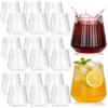 Tebery Confezione da 20 bicchieri da vino in plastica a coste, da 400 ml, stile origami, bicchieri unici vintage senza stelo, usa e getta e riutilizzabili, per champagne, dessert, catering, matrimoni