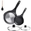 Stone&Stone Set 2 Padelle Antiaderenti 20cm e 24cm Rivestimento Ceramico Tedesco GREBLON Super Antiaderente, Alluminio e Acciaio per Induzione e Gas Prive di PFAS, PTFE PFOA + 2 Coperchi + Cucchiao