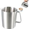 Novocloud Misurino in Acciaio Inox 1L con Manico, Misura Litri e Scale (ML/OZ), Brocca di Misura con Scala, Caraffa Graduata, per Cucina, Latte e Cottura, Latte, Caffettiera, Secchiello per ghiaccio