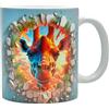 Shopi Zone Tazza in ceramica con giraffa colorata, design artistico 3D con fondo a muro incrinato e vegetazione tropicale