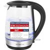Emerio WK-123131, bollitore in vetro da 1,7 l, senza BPA, vetro borosilicato, 2200 Watt, bella illuminazione LED blu, spegnimento automatico, protezione da surriscaldamento, con acciaio inossidabile