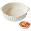 MeYuxg Pirofila rotonda in ceramica, pirofila per lasagne per friggitrice ad aria calda 19 x 16,5 x 5,5 cm, pirofila per lasagne, pirofila lucida con smalto, rotonda, per lasagne, patatine fritte, zuppa