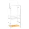 HOOBRO Portasciugamani Autoportante, Portasalviette da Terra con 3 Barre in Metallo, Cestello e Ripiano, Porta Asciugamani con 1 Gancio, Porta Coperte per Bagno, Bianco e Naturale EWN13LB01