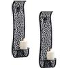 Sziqiqi Portacandele da Parete Vintage Applique per Candele Nere Portacandele a Colonna Candelieri Porta Candele In Metallo Set di 2 Eleganti Applique da Parete per Soggiorno e Bagno