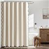 MIULEE Tenda da Doccia in Lino Ondulato 180x180 cm Beige, Tende da Doccia Impermeabili per Hotel di Lusso, Tenda da Bagno in Tessuto Lavabile Antimuffa con 12 Ganci in Metallo.