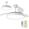 BLEYTON Ventilatore da soffitto a pale retrattile motore CC silenzioso 36W 107 cm | Ventilatore NOVA con controllo tramite telecomando e WIFI, App e Voce | Colore Bianco Luce LED | 6 velocità |
