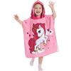 VEOIRXU Poncho Da Bagno Per Bambini In Microfibra Ultra Morbido E Assorbente Asciugamano Da Spiaggia Per Bambini Asciugamano Con Cappuccio Per Spiaggia Piscina 70 x 150 cm (Unicorno Rosa)