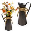 ASOUUNLD 2 Pz Vasi per Fiori in Metallo Vintage con Manico,Secchio per Fiori in Metallo Vintage,Bollitore Vaso da Fiora per Giardino Composizione Floreale, Soggiorno Ornamento