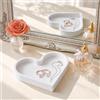 BLESWIN Simpatico portagioie in silicone a forma di cuore, morbido vassoio porta anelli, piccola ciotolina per chiavi, regalo di arredamento d'interni estetico per donne, bianco
