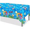 POPOYU Tovaglia estiva per feste in piscina, spiaggia, onde oceaniche, in plastica, impermeabile, 130 x 220 cm, rettangolare, per feste hawaiane estive in piscina, feste di compleanno, feste in