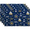 Generic Set di 4 tovagliette all'americana con motivo nautico, motivo costiero, per sala da pranzo, decorative estive, antiscivolo, lavabili, per interni ed esterni, cucina, feste