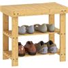 HOMCOM Scarpiera in bambù, scarpiera con 2 ripiani e seduta fino a 136 kg, panca per corridoio, ingresso, 50 x 28 x 45 cm, colore naturale