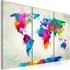 B&D XXL - Lavagna Di Sughero con Puntine - Bacheca Mappa Mondo 90x60 cm | 3 Pezzi, Bacheche in Sughero & Quadri Moderni in un Uno, Grande Decorativo Parete, Lavagna per le Note Ufficio, Produzione EU