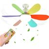 Dfiacn Bambino Ventilatore Da Soffitto Con Luce e Telecomando - Piccolo Lampadario 3 Velocità 3 Colori 40W Silenzioso Pale Colorate Per Cameretta-42CM