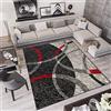 TAPISO Qmega Tappeto Soggiorno Pelo Corto Design Moderno Motivo Astratto Geometrico tonalità Rosso Nero Grigio Salotto Sala Camera Cameretta Ufficio Oeko-Tex 120 x 170 cm