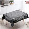 Morbuy Tovaglia Rettangolare Idrorepellente, Morbuy Antimacchia Copritavolo 3D Boemia Stampa Tovaglia Impermeabile per Cucina Soggiorno Giardino Feste (Mandala Nero,140x180cm)