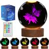 POSSHE K9 - Lampada notturna in cristallo a forma di farfalla, 80 mm, con telecomando in 16 colori, ideale come regalo per donne, mogli, fidanzate