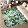 TAPISO Flannel Tappeto Soggiorno Stampato a Macchina Antiscivolo Lavabile Pelo Corto Design Moderno Floreale Foglie Palma Multicolore Verde Sala Camera Salotto Oeko-Tex 200 x 300 cm