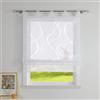 CORLIF Tenda a pacchetto per cucina, in campagna, trasparente, con motivo ondulato, moderna, con passanti, colore bianco, 60 x 140 cm (larghezza x altezza)