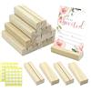 JRSHIRLEYLTD Porta carte in legno 15 pezzi - Porta segnaposto in legno, supporto dritto per carte di credito, porta cartoline per matrimoni, menù, banchetti, feste (con adesivo a punto adesivo)