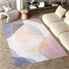 TAPISO Flannel Tappeto Soggiorno Stampato a Macchina Antiscivolo Lavabile Pelo Corto Design Moderno Astratto Geometrico Sfumature Blu Rosa Sala Camera Salotto Oeko-Tex 140 x 200 cm