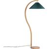LEDKIA LIGHTING LEDKIA Lampada da Terra Legno Luanda Verde | Paralume in PC | Corpo in Legno Curvato | E27 Lampadina Non Inclusa