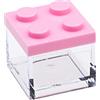 OMADA Set 24pz Scatoline Mattoncino in Plastica con Tappo Colorato 5x5x5cm | Bomboniere tipo Mattoncino con Contenitori Trasparenti, Ideali per Confetti o Piccoli Regali, Made in Italy