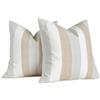 Brylleii Set di 2 Federe Cuscini Divano Righe Bianco 40 x 40 Primaverili Estate Fodere Copricuscini Beige Grigio Moderno Copricuscino Lavabile Decorativi Quadrate per Soggiorno Camera Esterni