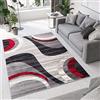 TAPISO Dream Tappeto Camera Soggiorno Salotto Moderno Grigio Rosso Crema Astratto A Pelo Corto 160 x 230 cm