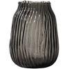 JAKY-Global Vaso in vetro nero grigio per fiori, vaso in vetro alto con boccioli grigio scuro, altezza 21 cm, design semplice a righe per la decorazione del pavimento della casa, decorazione della fattoria,