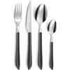 PRADEL ESSENTIEL - Set di posate da 24 pezzi per 6 persone - Vibrato - 18/0 Acciaio Inossidabile, Finitura Standard - Nero (Spessore 2,5 mm)