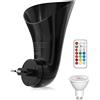 TobeBright Faretto da Parete GU10 con Spina, Applique da Interno Orientabili con una Lampadina LED da 3W RGB + Luce Calda, Wall Washer per Presa a Muro, Portalampada GU10, Girevole 360°