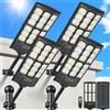 BlueYu Lampione Solare Led Esterno, 800W 6500K IP66 Impermeabile Faretto Stradale con Sensore di Movimento e Telecomando, Lampioni da Giardino Esterno Solari per Strade, Cortili, Garage (4 Unità)