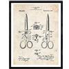 Nacnic Stampa artistica vintage, forbici da parrucchiere. Brevetto forbici da barbiere con sfondo vintage. Vecchie invenzioni e brevetti. Stampato su Carta da 250 Grammi di Alta Qualità.