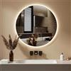 Vuadzren Specchio Rotondo da Parete 60cm LED COB Retroilluminato Bagno Specchio Rotondo Illuminato Controllo Touch Dimmerabile Anti-Appannamento Cornice Alluminio Dorato