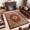 TAPISO Yesemek Tappeto Soggiorno Tradizionale Pelo Corto Design Vintage Motivo Floreale Classico Ornamenti tonalità Rosso Beige Salotto Sala Camera Ingresso Oeko-Tex 140 x 190 cm