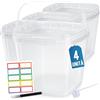 Üka Pack 4 Secchi Trasparenti in Polipropilene da 5,4 L - 20x20x20,5 cm.