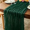 Baosind 2 Pezzi Runner da Tavola Verde Scuro, 300 x 90 cm Stile Rustico Bohémien Runner da Tavola in Garza per Matrimoni, Compleanni, Natale, Baby Shower Decorazioni per Interni ed Esterni da Tavola