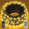 UIONVO Luci Albero di Natale Esterno Bianco Caldo - 25M 250 LED Luci Natale con Telecomando e Timer Esterno IP44 Impermeabile, 8 Modalità, Funzione Memoria, Catena Luminosa per Decorazioni Festive