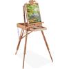 Relaxdays Cavalletto Pittura Portatile, Valigetta per Adulti con Cassetto, Altezza & Inclinazione Regolabile, Naturale