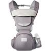 SONARIN Marsupio Neonati Multifunzione 3 in 1 con Sedile,Puro Cotone 3D Air Mesh Portantina Traspirante per Bambini 0-36 Mesi,Ergonomico,Regolabile,Tutte le Posizioni,Fino a 30 KG(Grigio Chiaro)