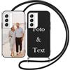 Yoedge Cover con Cordino per Samsung Galaxy S22 5G 6,1 Personalizzata, Nero Custodia con Laccio Collana Custodie Personalizzabile con Foto Testi Immagine Personalizzate Custom per Samsung S22 5G Case