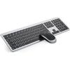 seenda SK38-3 - Set tastiera e mouse senza fili, ultra sottile, nero e argento